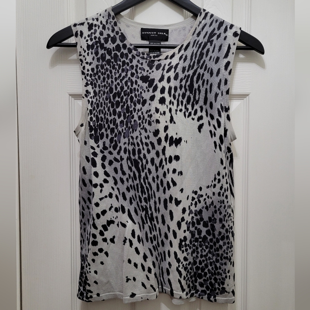 August Silk Black and White Animal Print Camisole